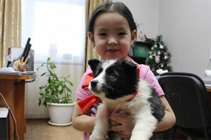 Якутская девочка получила в подарок от Путина собаку