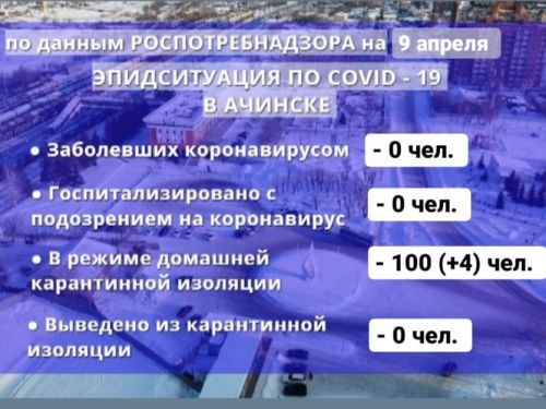 Случаев заражения COVID-19 в Ачинске не выявлено: эпидситуация по данным на 9 апреля 2020