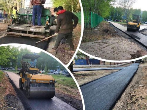 Началось асфальтирование пешеходных тротуаров к школе №16 - поручение Главы Ачинска на контрольном исполнении