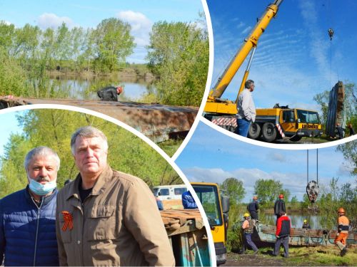 В Ачинске устанавливают понтонный мост через реку Чулым