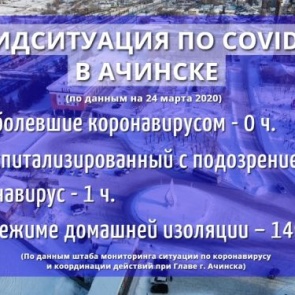 Случаев заражения COVID-19 в Ачинске не выявлено: оперативный штаб мониторинга ситуации по коронавирусу и координации действий при Главе города (по данным на 24.03.2020)